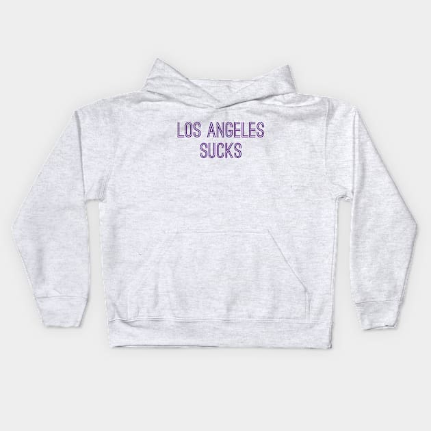 Los Angeles Sucks (Purple Text) Kids Hoodie by caknuck